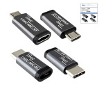 Set, USB C Stecker auf Micro Buchse + C Buchse auf Micro St. 2x USB Adapter, Alu, space grau, DINIC Box mit Euroloch